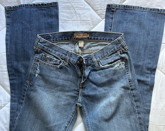 Vintage Abercrombie & Fitch blauwe bootcut-jeans voor dames met rits met 5 zakken