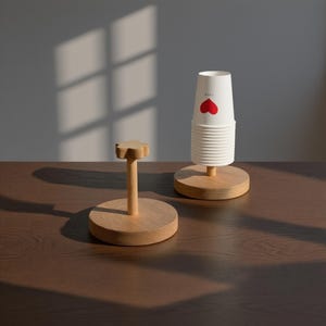 Portabicchiere in legno massello, dispenser minimalista, manico per tazza da caffè, organizer da piano di lavoro, regalo per l'inaugurazione della casa