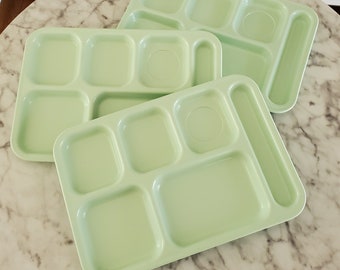 Set of 3 Mint Green Dallas Ware Melamine Melmac Lunch Trays - cafeteria tray set - Vintage Melamine Food Trays - Vintage kitchen and dining