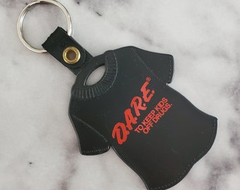Vintage DARE keychain - Dare to keep kids off drugs - 80's / 90's fashion accessories  - DARE t-shirt  - key ring - Vintage Collectibles