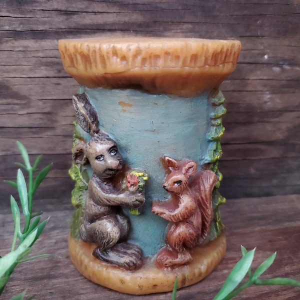 Vintage Gunter-Kerzen Candle - D 6968 - Rabbit and Squirrel in the forest- Collectible candle - Hare and Squirrel - wax candle