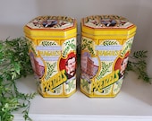 Pair of Vintage Hague 39 s Pretzel Tin Boxes - Canisters - Octagon Tins - Est. 1898 - A.P. Hague - England - Vintage Decor - Pantry Storage