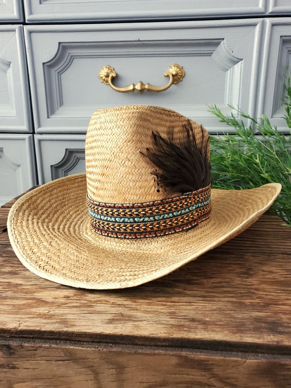 Vintage Rodeo Brand Straw Cowboy Hat - Cowgirl Ha… - image 9