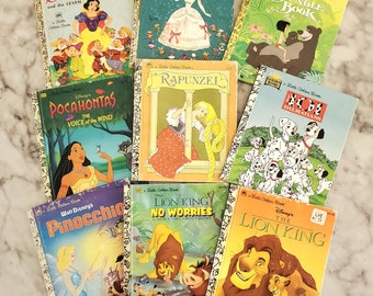 Set of 9 Vintage Little Golden Books - Disney - Pinocchio - Lion King - Snow White - Pocahontas - Cinderella - Rapunzel - children's books