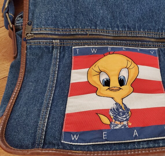 Vintage 1998 Official Looney Tunes Denim Bag - Tote Bag, Purse