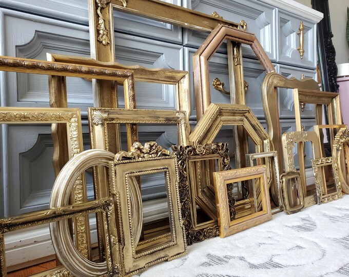 Set of 20 Gold Picture Frames - Open Frame Set - Gold, Bronze - Gallery ...