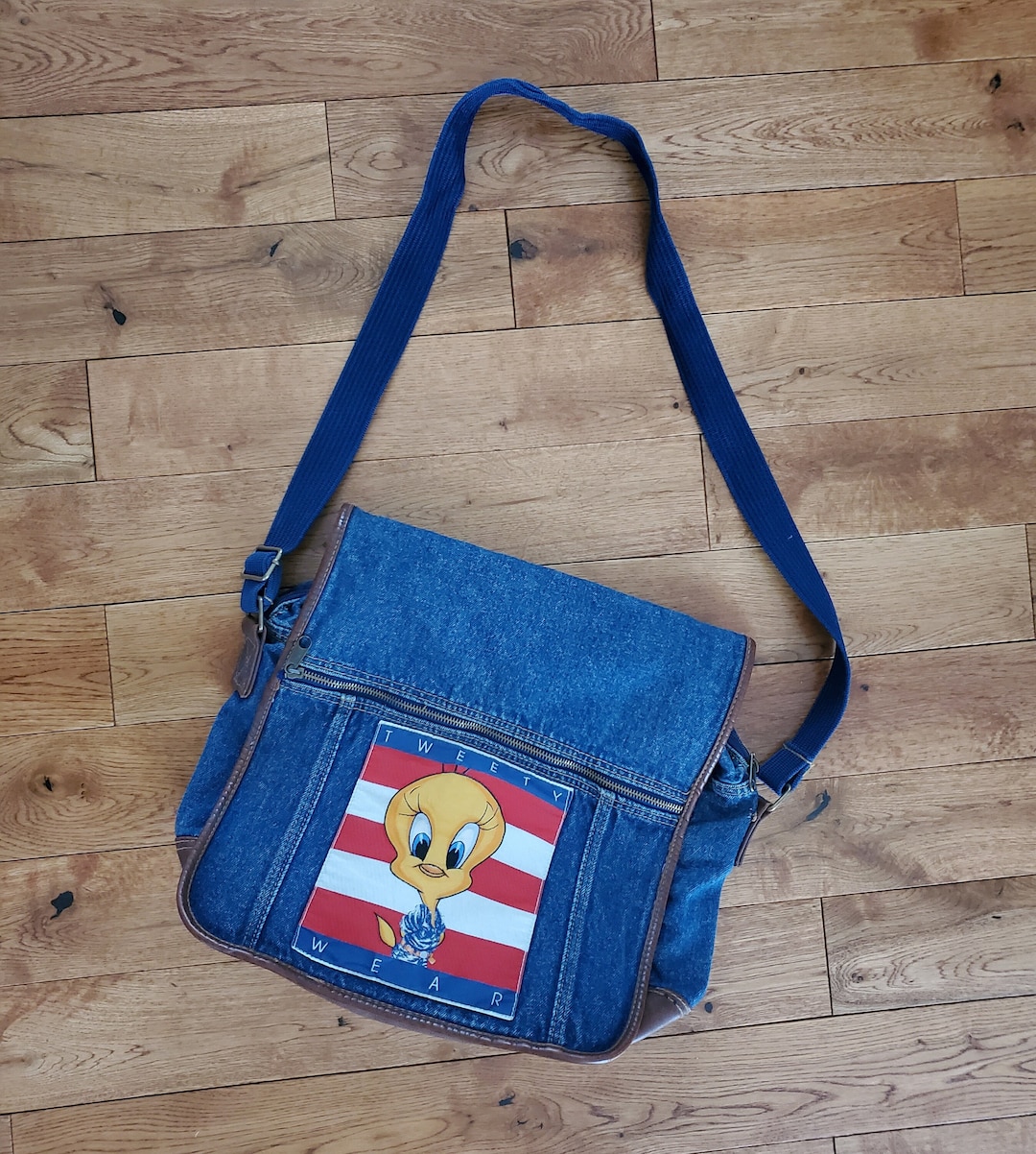 Vintage 1998 Official Looney Tunes Denim Bag - Tote Bag, Purse