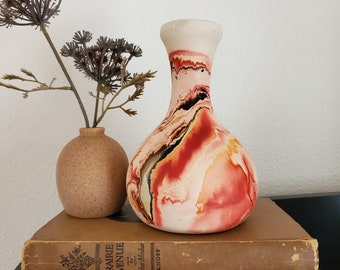 Vintage Nemadji Pottery Vase - Orange, Beige, Brown, Red - natural pottery - hand made ceramics - Collector's pottery - Vintage vase