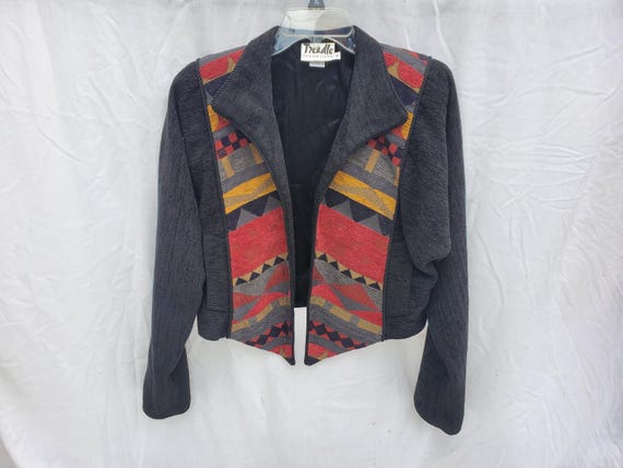 Vintage Treadle Jacket - Patchwork Cropped Style … - image 4
