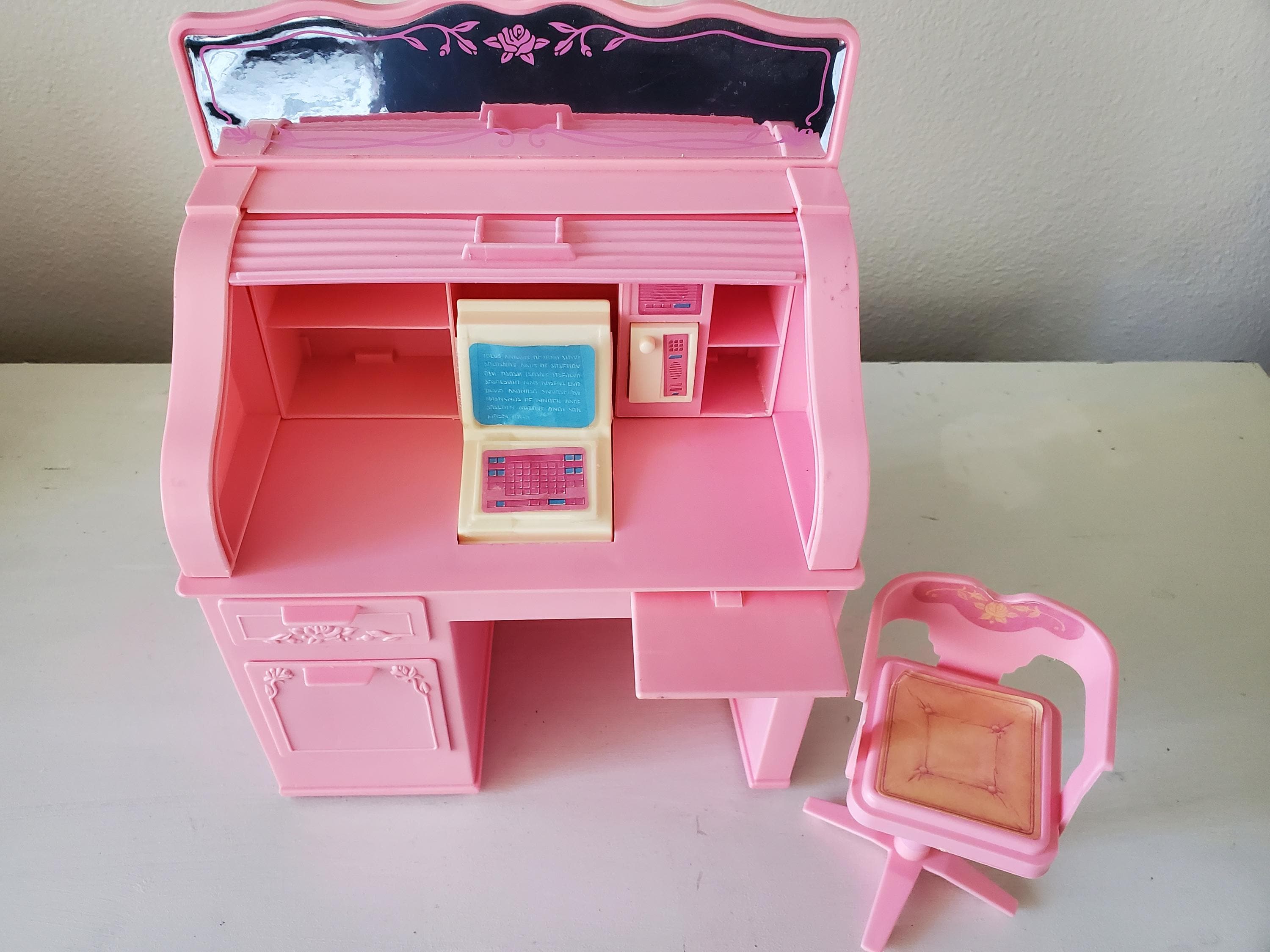 1988 RARE Vintage Barbie Roll Top Desk With Computer Barbie