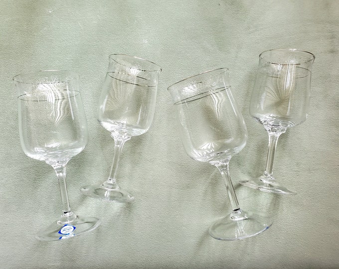 Vintage Lenox Crystal Moonspun Goblets Set of 4 Crystal Wine Glasses
