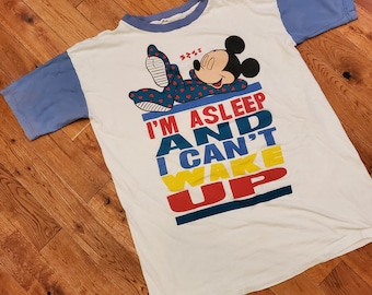 Vintage Disney Night Shirt - Mickey Mouse nightgown - I'm asleep and I can't wake up - Vintage PJ's - Vintage Clothing - Sleep Shirt