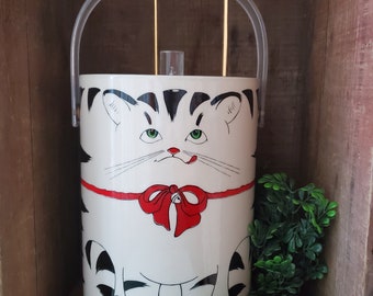 Vintage Cat Ice Bucket - Vintage Barware - black and white cat - Possibly Mid Century Stotter - Vintage Decor - Kitchen, Dining, Bar, Mantel