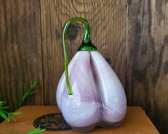 Vintage Dan Edler Glass Pumpkin - 1983 Signed by Daniel Edler - Purple Pumpkin, hand-blown glass sculpture - squash - pepper - art glass