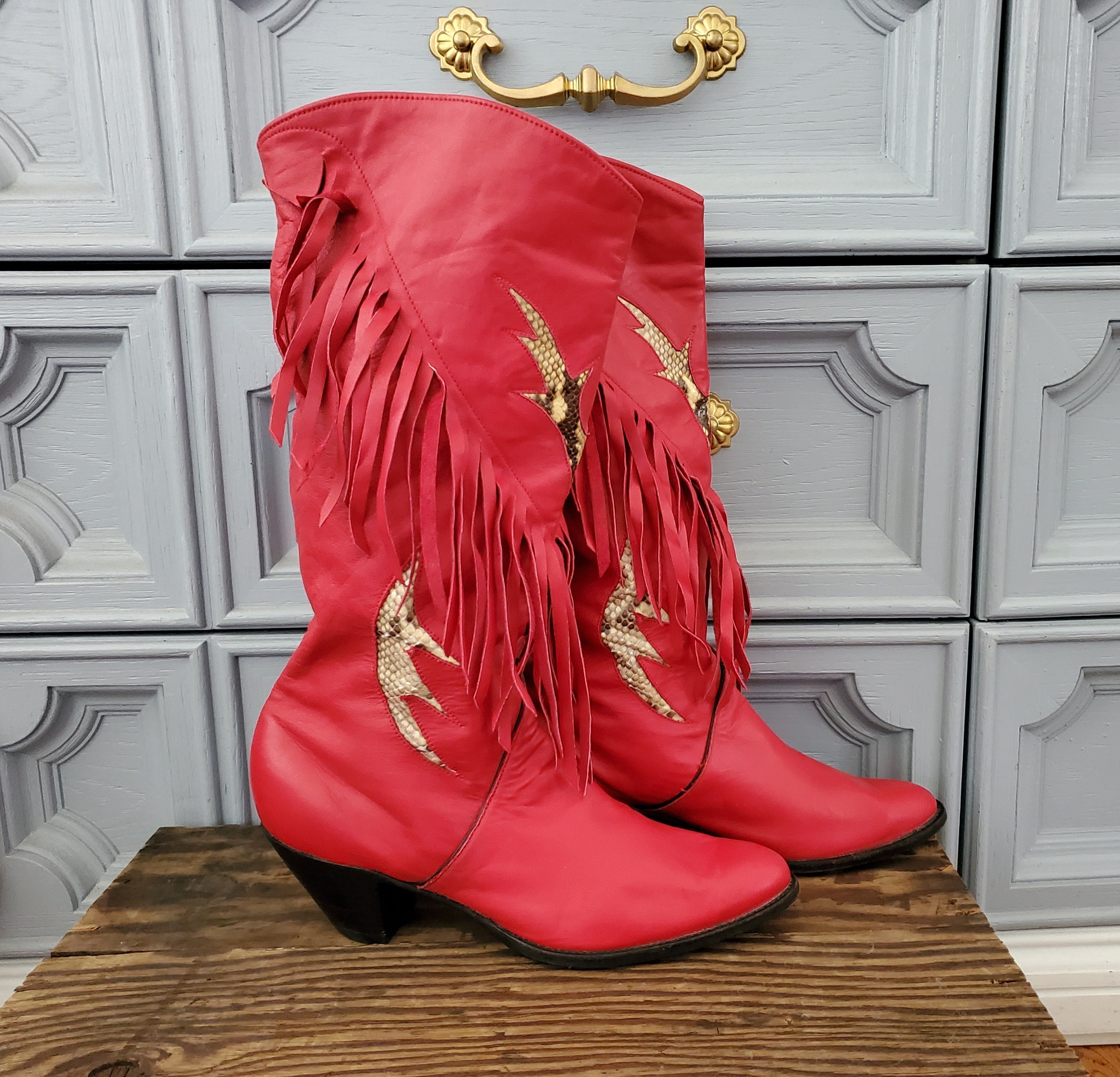 Red Fringe Boots - Etsy