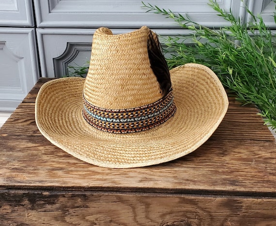 Vintage Rodeo Brand Straw Cowboy Hat - Cowgirl Ha… - image 1