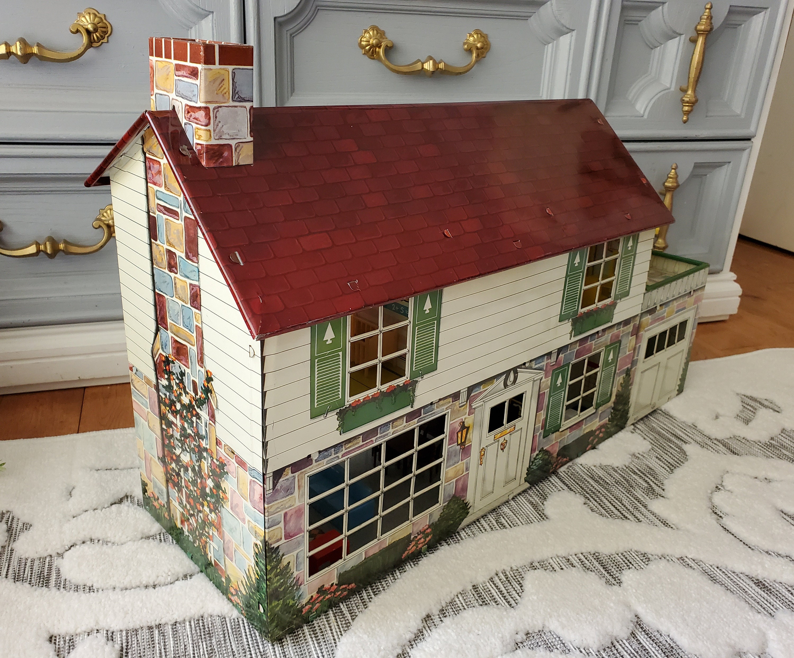 1 Inch Scale Red 1950's Dollhouse Kitchen Set