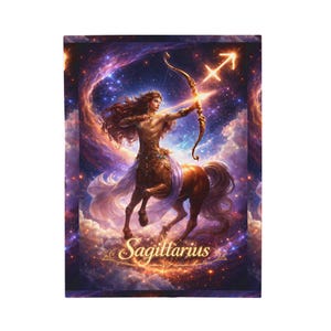 Manta de felpa de terciopelo con el signo zodiacal Sagitario / Constelación del zodiaco