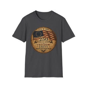 Amerikansk flagga för tvåhundraårsjubileum | T-shirt med amerikansk flagga 1776-2026 Frihet, enhet, självständighet