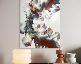 Abstract Red Oxide Wall Art, Canvas Art 18x24, Original Abstract Painting, Red and Grey Wall Decor, Acrylic Pour Painting!