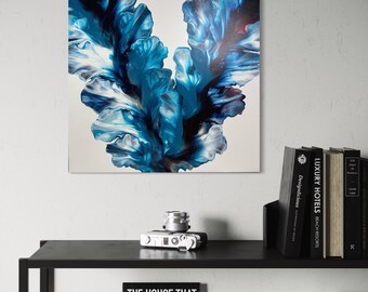 Abstract Turquoise Blue Wall Art, Canvas Art 20x20, Original Abstract Painting, Blue Wall Decor, Acrylic Pour Painting!