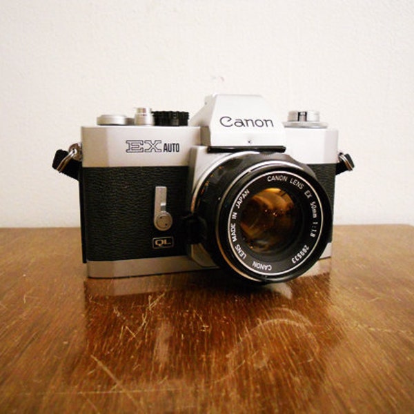 Canon EX Auto QL 35mm SLR Film Camera - Working New Battery - 1970s