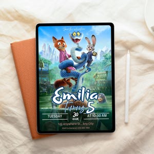 Zootopia 2 Geburtstagseinladung, Judy Hopps Nick Wilde Party, bearbeitbare Canva Vorlage (digitaler Download) Bild 2