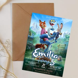 Zootopia 2 Geburtstagseinladung, Judy Hopps Nick Wilde Party, bearbeitbare Canva Vorlage (digitaler Download) Bild 5