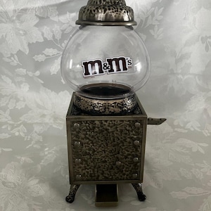 M&M's Silver Candy Dispenser NA11616 Vintage Style Candy Machine Collectible