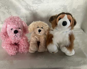 Ganz Webkinz Lil Kinz Plush Trio: Golden Retriever, Pink Poodle, Collie Dogs