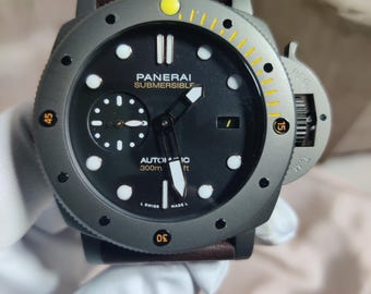 Vintage Panerai Submersible Automatic Watch | Matte Grey Case, Black Dial, 300m Water Resistant