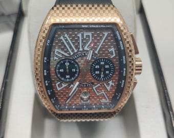 Reloj de hombre vintage Franck Muller Vanguard Chronograph Gold PXL tono oro rosa.