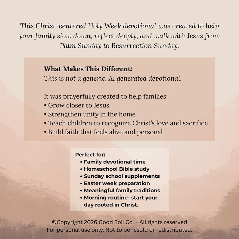 Holy Week Family Devotional | Easter Scripture Study, Kids Activities ...