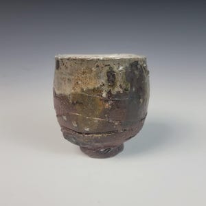 Hand-thrown Wood Fired Tea Cup, Rustic Ash Glaze Wabi Sabi Pottery
