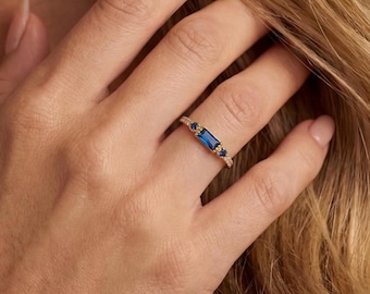 Personalized Birthstone Ring for Wife • Mother in Law Gift from Daughter in Law • Single Gemstone Dainty Jewelry • Daily Gold Band