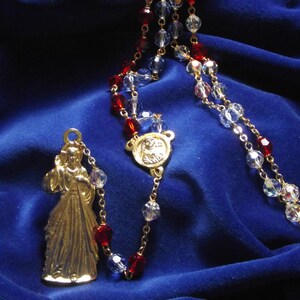 Catholic Divine Mercy Chaplet / Rosary in Gold with Swarovski Crystals Handmade