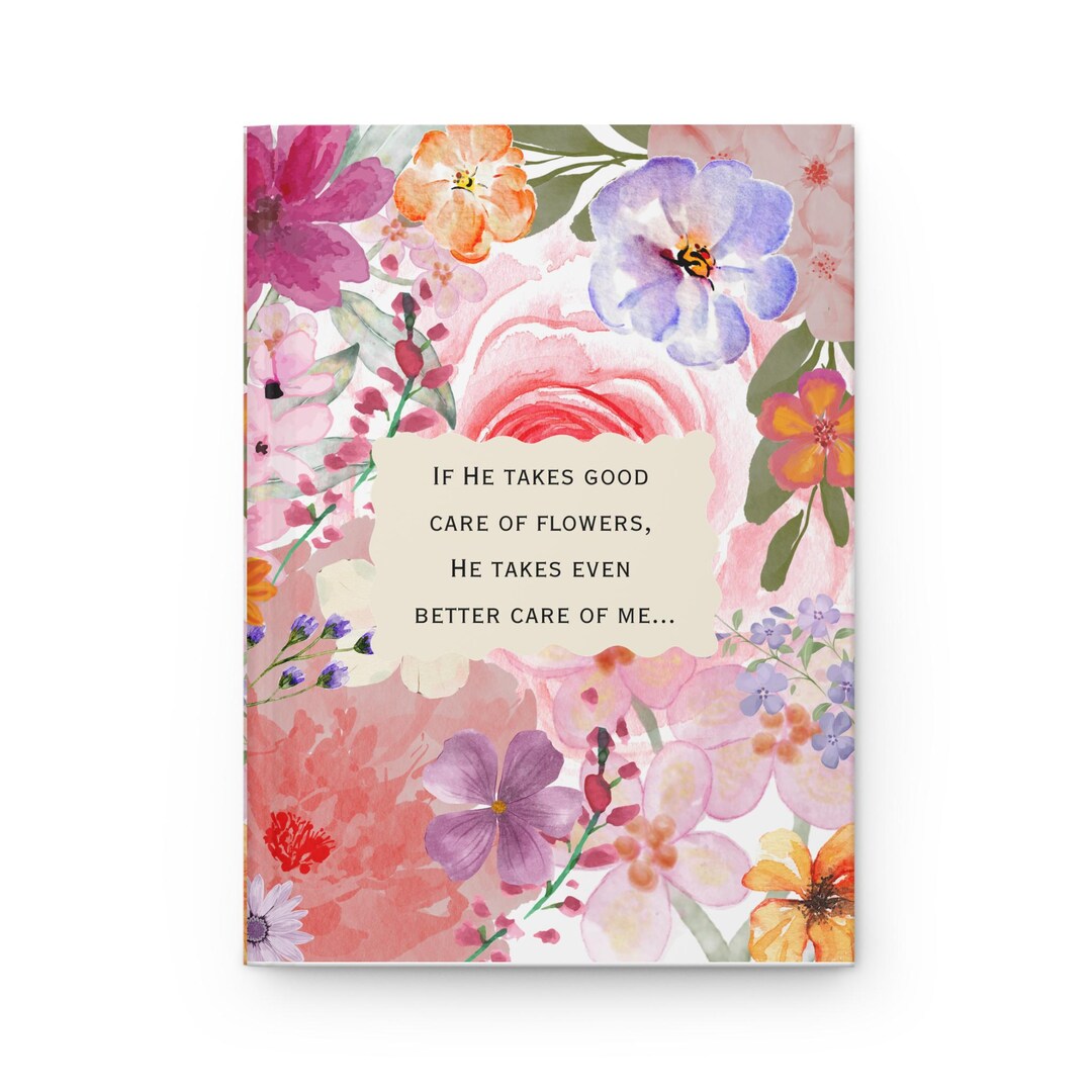 Floral Watercolor Quote Journal | Hardcover Notebook, Pink Rose Garden ...