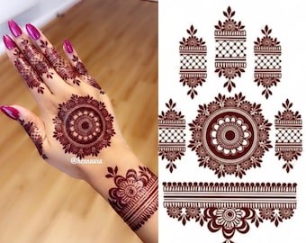 Henna Tattoo Stickers, Mehndi Stickers - PAIR FOR 2 HANDS