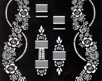 Pegatinas de tatuaje de henna, pegatinas temporales de mehndi - PAR PARA DOS MANOS (diseño 11)