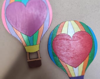 Hot Air Balloon Decoration, Wooden Hand Painted