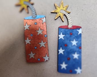 Firecracker Decoration, Wooden, Hand Painted