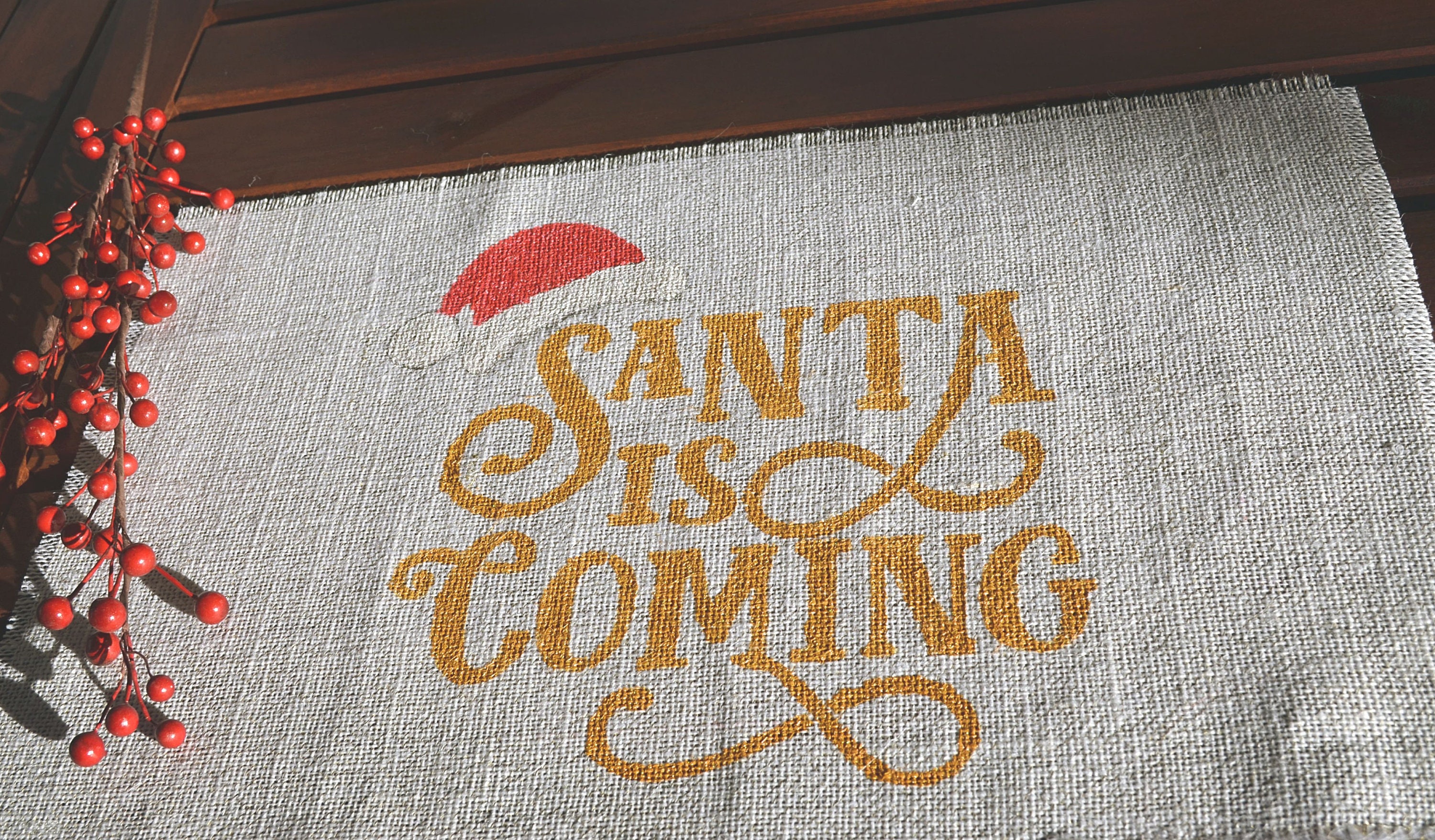 Christmas Burlap Placemats Hand Painted Placemats Holiday Etsy