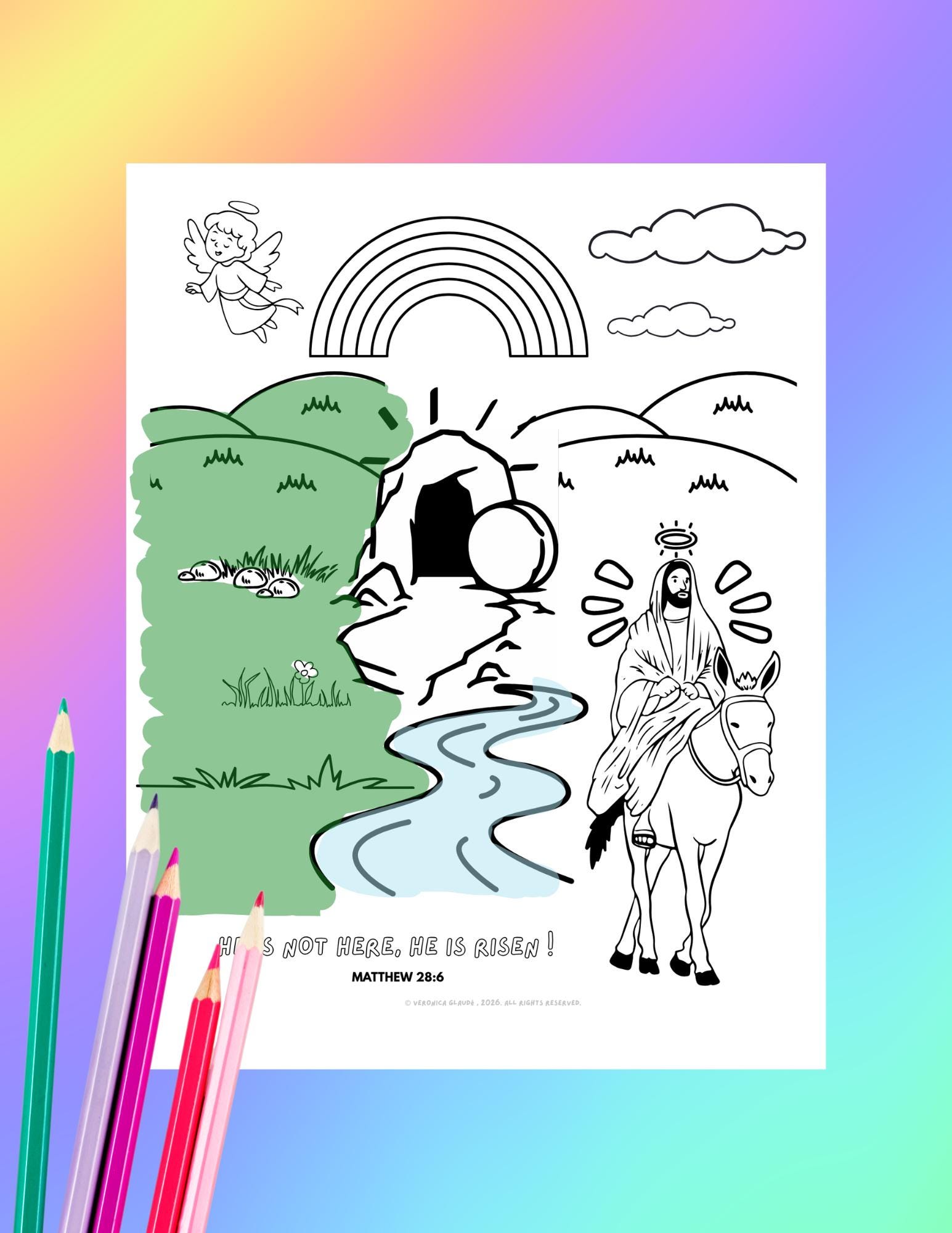 Easter Sunday Coloring Page for Kids | Passover | He Has Risen Coloring ...