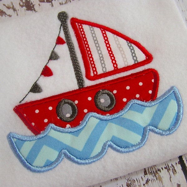 applique sail boat machine embroidery design, embroidery sail boat, appliqué nautical sail boat, nautical design, appliqué embroidery design