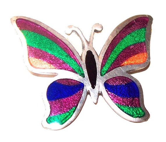 Sterling Silver Butterfly Pin//Pendant w//Marcasite Framed Abalone Shell Wings