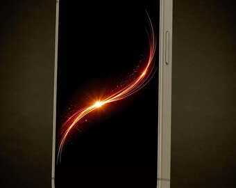 Smartphone-Hintergrundbild in Schwarz und Gold, Lichtwellen-Kunst-Hintergrund, minimalistisch, AMOLED-kompatibel, iPhone- und Android-Hintergrundbild