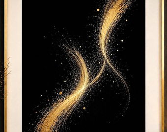Business Wall Art, Minimalist Wall Decor, Black Gold Abstract Art, Modern Interior Print