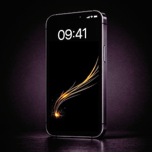 ブラック&ゴールド 広がる光のライン スマホ壁紙 iPhone Android用
