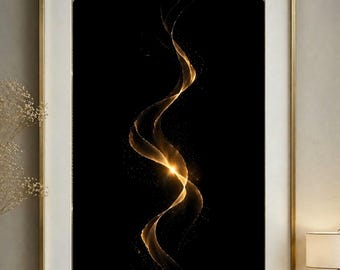 Schwarze und goldene Lichtkunst für Hotellounges, Salons und moderne Interieurs.