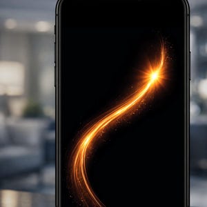 Fondo de pantalla negro y dorado para teléfono, flujo de luz ascendente, fondo minimalista y tranquilo, fondo de pantalla para iPhone y Android, descarga digital.